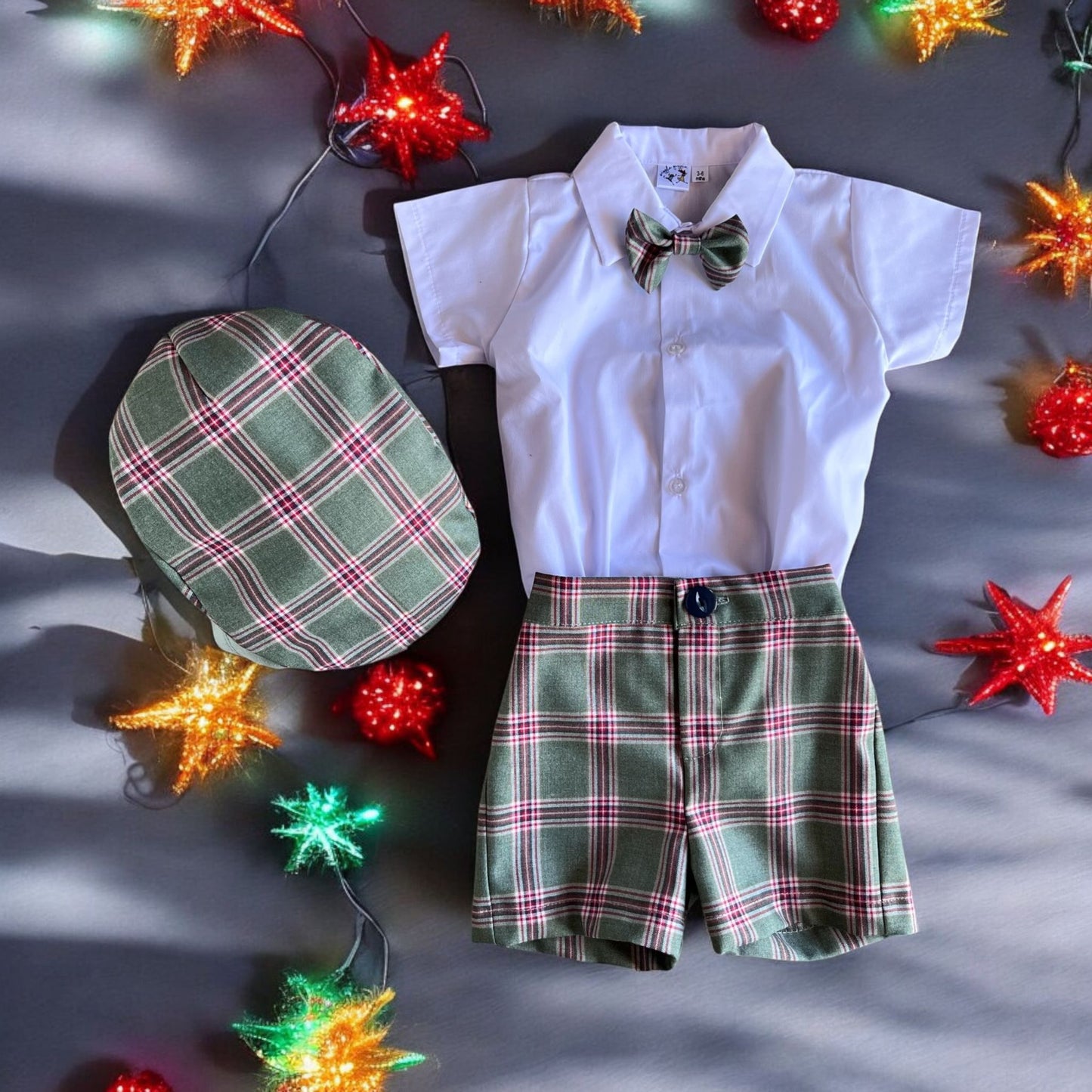 Baby Boy Summer Outfit Green Check Set 0-24M