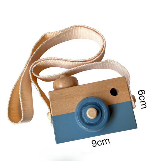 Toddler Wooden Toy Camera Blue