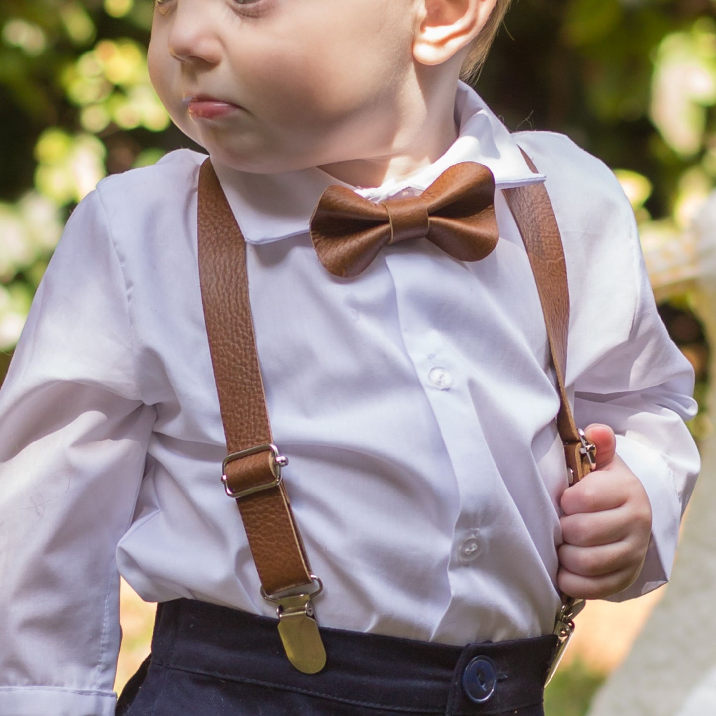 Baby Leather Suspenders and Bowtie Set