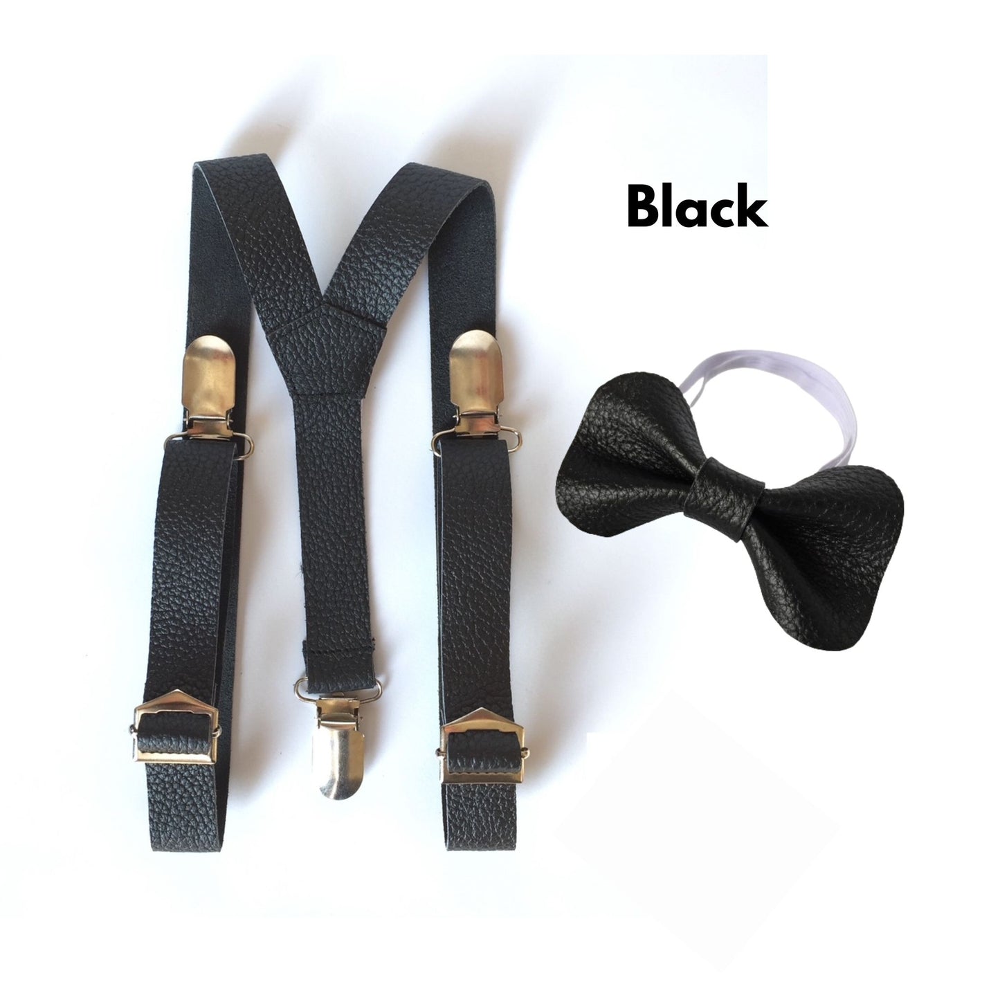 Baby Leather Suspenders and Bowtie Set