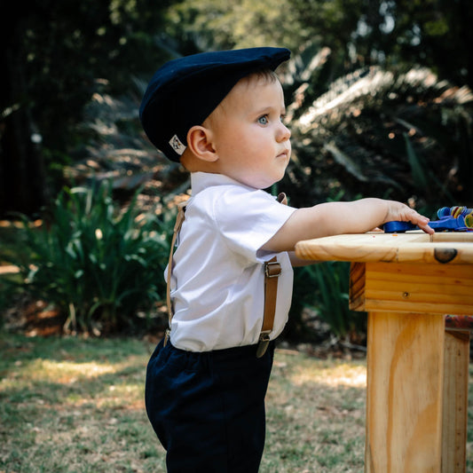 Baby Boy Summer Outfit Navy & Tan Set 0-24M
