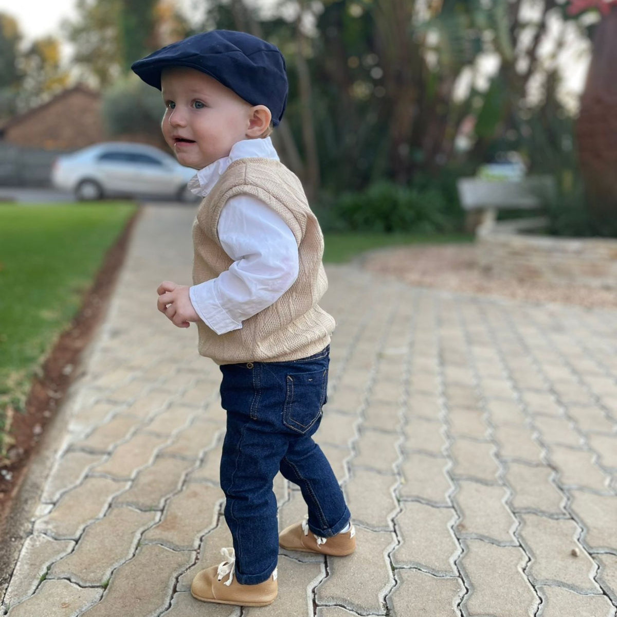 Baby Boy Sleeveless Tan Cardigan 0-24M