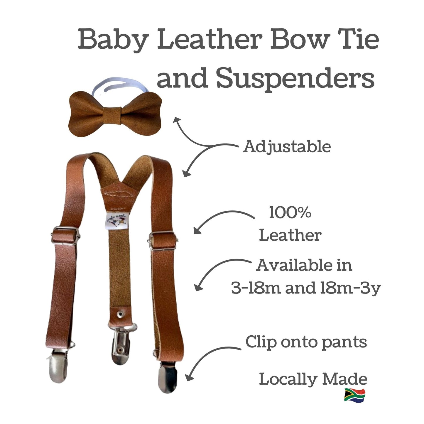 Baby Leather Suspenders and Bowtie Set