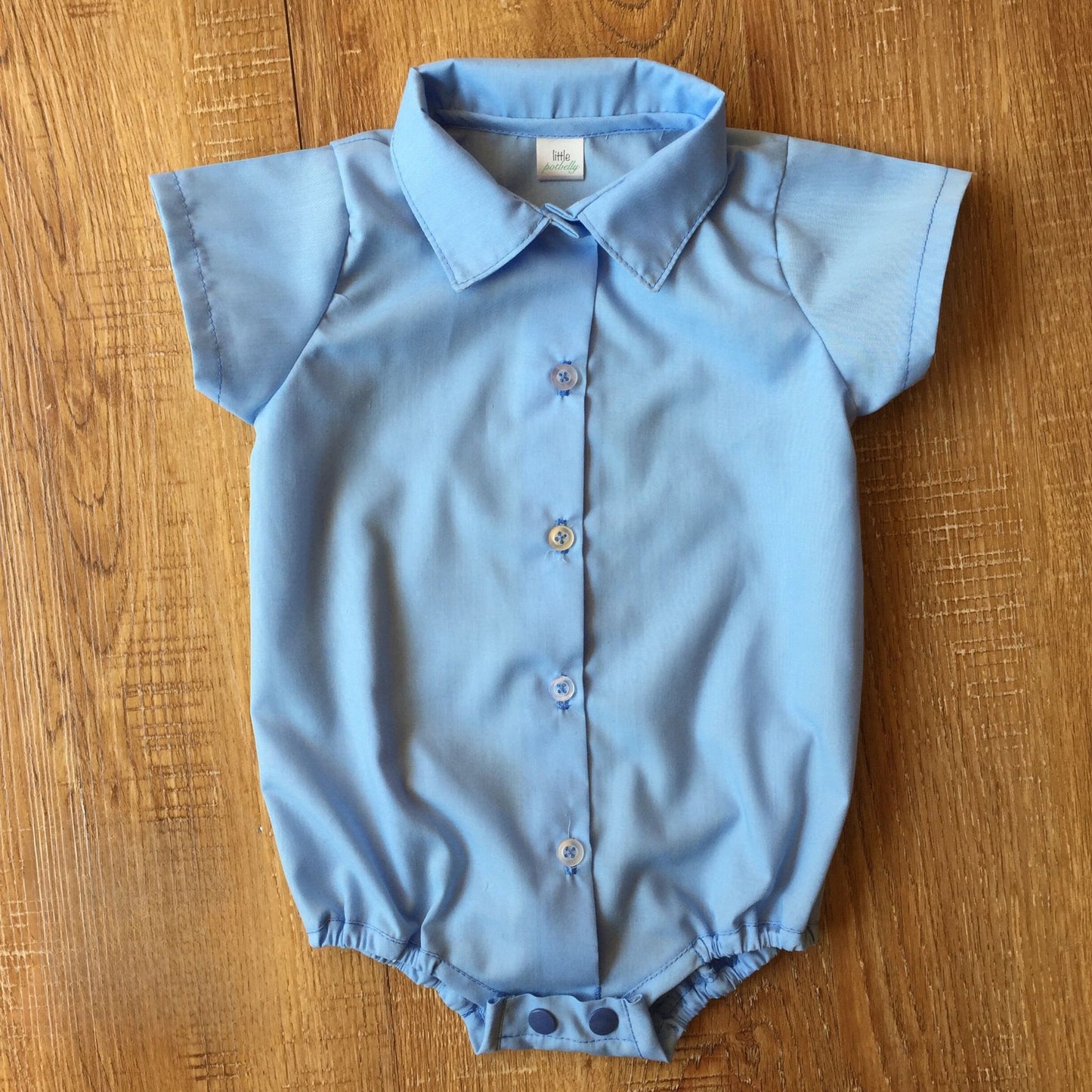 Boys Summer Collared Button Shirt Light Blue 12-18M