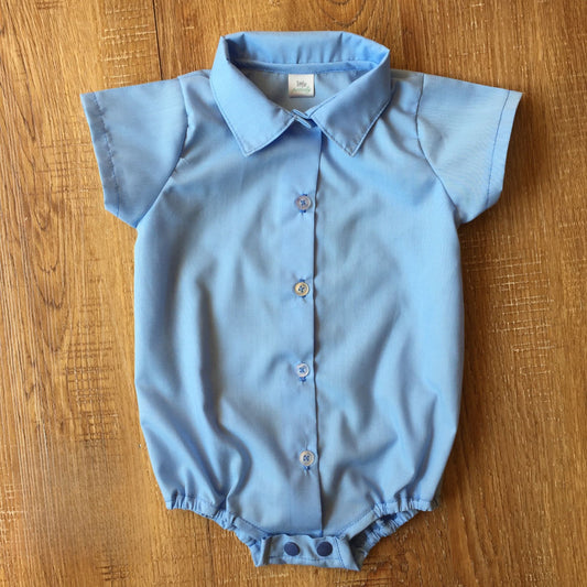 Boys Summer Collared Button Shirt Light Blue 12-18M