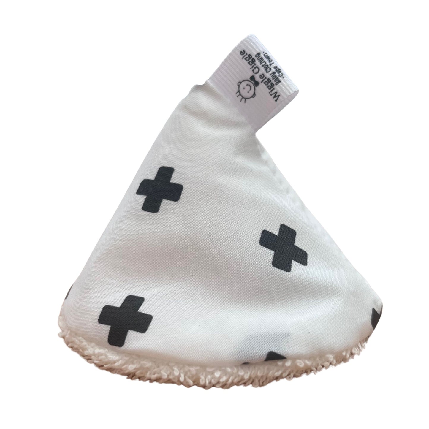 Grey crosses on white fabric pee pee teepee for baby boys