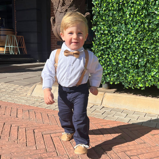 Baby Boy Winter Outfit Navy & Tan 0-24M