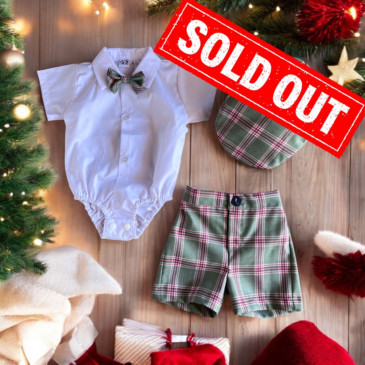 Baby Boy Summer Outfit Green Check Set 0-24M