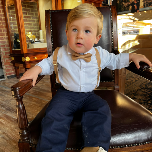 Winter Little Gentleman Ensemble - Navy & Tan