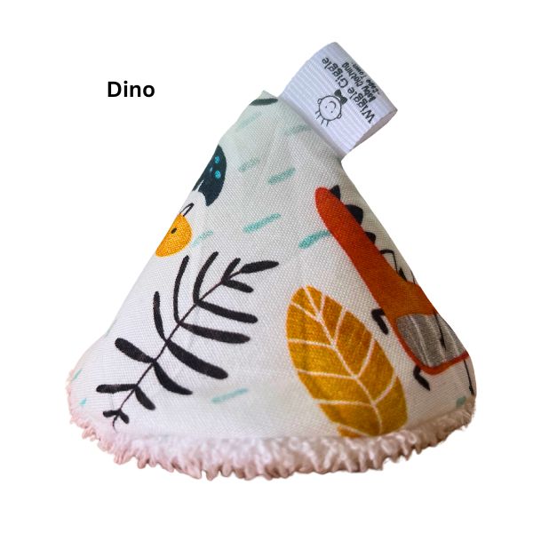 White Cone shaped baby boy Pee Pee Teepee with Dinosaurs and leave print