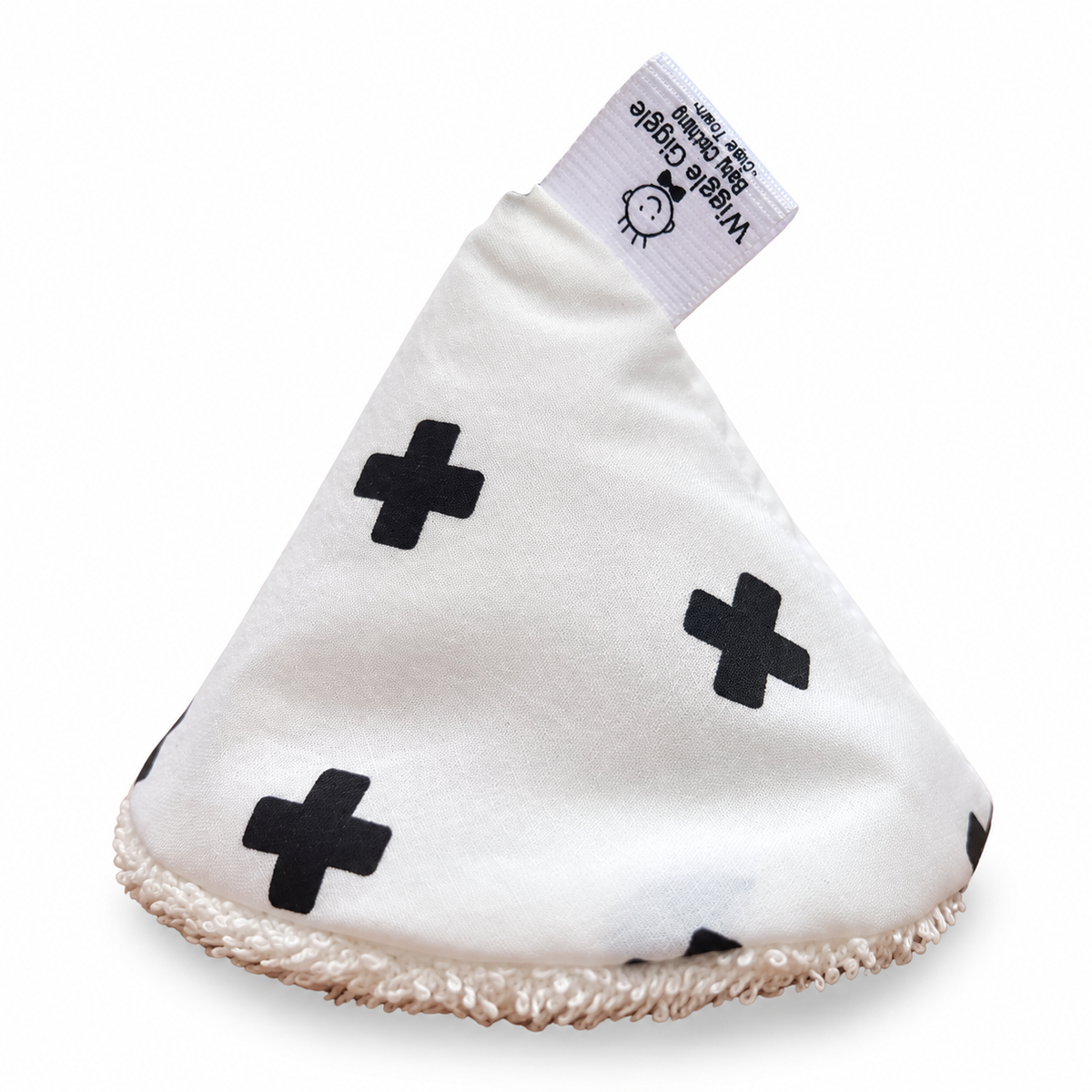 Grey crosses on white fabric pee pee teepee for baby boys